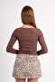 100% Cotton Blouse with Stitching Details and Boat Neck - 5