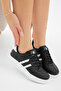 Unisex Black and White Thick Faylon Lightweight Sole Striped Lace-Up Sneakers - 2