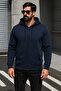 Men's Trend Winter Navy Blue Oversized Sweatshirt - 2