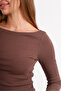 100% Cotton Blouse with Stitching Details and Boat Neck - 4