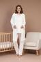 Women's Ecru Spanish Sleeve Stylish Winter Design Maternity Pajama Set 3-Piece Set