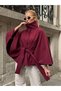 Trend Model Burgundy Colored Cashmere Fabric Women's Poncho - 7
