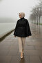 Black Gold Detailed Cashmere Cape Poncho 6100-Tes - 7
