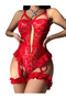 Sexy Lingerie for Women Rave Outfits Push Up Corset Mini Babydoll Dress Nightwear lace bodysuit Red
