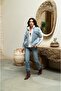 Blue Jean Paneled Plush Jacket Coat - 3