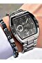 Functional Men's Watch with Rectangular Design
