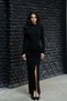 Black Gathered Front Low-Cut Back Dress with Accessories