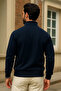Men's Winter Navy Blue Oversized Zippered Sweatshirt - 6