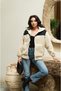 Beige Garni Detailed Zippered Plush Coat - 3