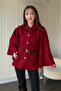 Detachable Belt Boucle Burgundy Poncho