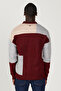 Burgundy-Gray Standard Fit Regular Cut V-Neck Fleece-Lined Soft Textured Knitwear Cardigan - 6