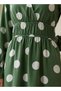Polka Dot Print Midi Dress with Long Sleeves and Cinched Waist Detail - 4