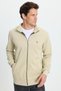 Men's Slim Fit slim fit cotton full zip double pocket Mock Neck cream sweatshirt cardigan