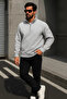 Men's Trend Oversized Gray Zippered Sweatshirt - 4