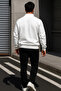 Men's Trend Oversized White Zippered Sweatshirt - 5