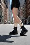 Women's Button Patterned Knitwear Knitted Leggings - 7