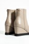 Women's Genuine Leather Wedge Heel Boots Mink - 3