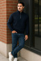 Men's Trend Premium Navy Blue Zippered Sweatshirt - 3