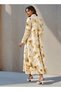 Floral Print Shirt Women Dress with Collar - 3