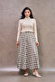 Cream Plaid Four-Piece Skirt