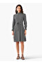 Abstract Print Mini Dress with High Neck and Tie-Up Belt - 2