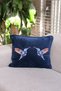 Bee Hummingbird Navy Blue Throw Pillow Cover