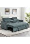 Thiero Fabric Pull-Out Sofa Bed with Drop Down Table & 2 Cup Holders - Teal, Solid Wood, 2-Seater - 2