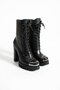 Women's Genuine Leather Platform Boots Black - 4