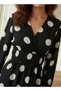 Polka Dot Print Midi Dress with Long Sleeves and Cinched Waist Detail - 4