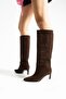Women's Genuine Leather Boots Brown Suede