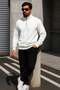 Men's Trend Oversized White Zippered Sweatshirt - 3