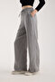 Linen Fabric High Waist Striped Elastic and String Lace-Up Waist Detailed Trousers