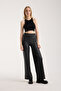 Women's High Waist Wide-Leg Leather Pants - 2