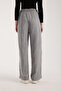 Linen Fabric High Waist Striped Elastic and String Lace-Up Waist Detailed Trousers - 6