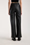 Women's High Waist Wide-Leg Leather Pants - 8