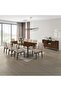 Gerry 1 + 8 Wooden Dining Set - Walnut Antique Brown/Beige, 8-Seater, Engineered & Solid Wood