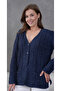 Women's Mother Plus Size Chain Flower Motif Buttoned Cardigan - 4