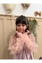 Powder Skirt with Ruffled Hem Long Ruffle Tulle Sleeve Velvet Fabric Girls' Children's Baby Girl Dress - 5