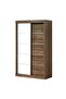 Supreme New 2-Door Compact Sliding Door Wardrobe with Mirrors - Light Walnut Wood, 121x57.5x210cm - 4