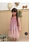Powder Skirt with Ruffled Hem Long Ruffle Tulle Sleeve Velvet Fabric Girls' Children's Baby Girl Dress - 3