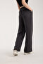 Linen Fabric High Waist Striped Elastic and String Lace-Up Waist Detailed Trousers - 8