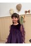 Purple Hem Ruffled Long Ruffle Tulle Sleeve Velvet Fabric Girls Kids Baby Girl Dress - 2