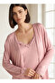Night Dress with Robe Sleeveless Lace Detail - 3
