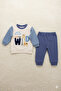 Embroidered Giraffe B Printed Combed Cotton 100% Cotton Baby Boy Children's 2-Piece Set 9 - 3