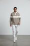 Interview Snap Polo Collar Combination Beige Ecru Sweatshirt - 3