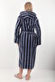 Women's 100% Bamboo Striped Hooded Long Dressing Gown / Bathrobe - 4