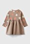 Girl's Beige Pocket and Button Detailed Raglan Sleeve Crew Neck Dress - 2