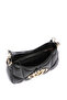Women's Quilted Leather Metal Logo Patterned Zipper Closure Black Shoulder Bag - 3
