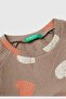 Girl's Beige Pocket and Button Detailed Raglan Sleeve Crew Neck Dress - 3