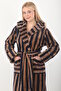 Women's 100% Bamboo Striped Hooded Long Dressing Gown / Bathrobe - 2